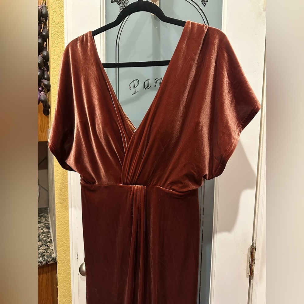 Revelry gween velvet terracotta Rust Maxi Dress size 10 - Picture 10 of 14